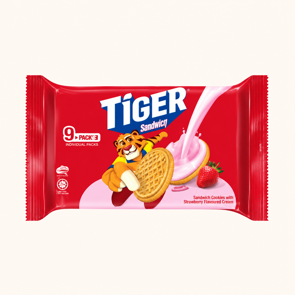 Tiger Golden Sandwich Strawberry Biscuits Multipack